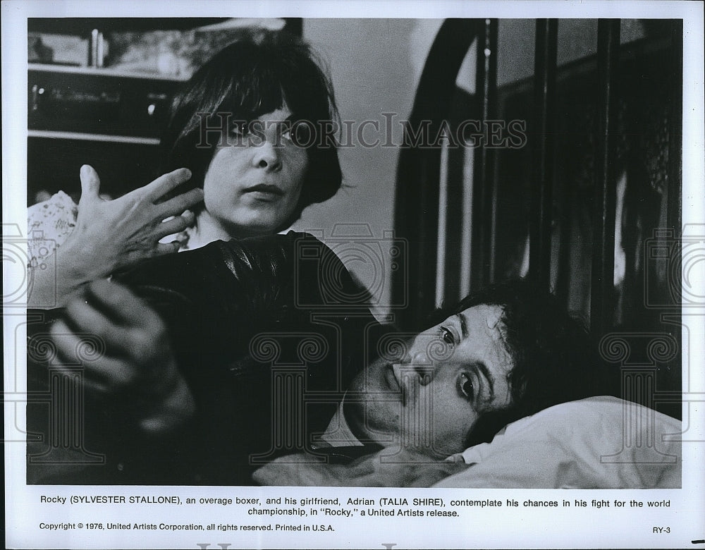 1976 Press Photo &quot;Rocky&quot; Sylvester Stallone,Talia Shire- Historic Images