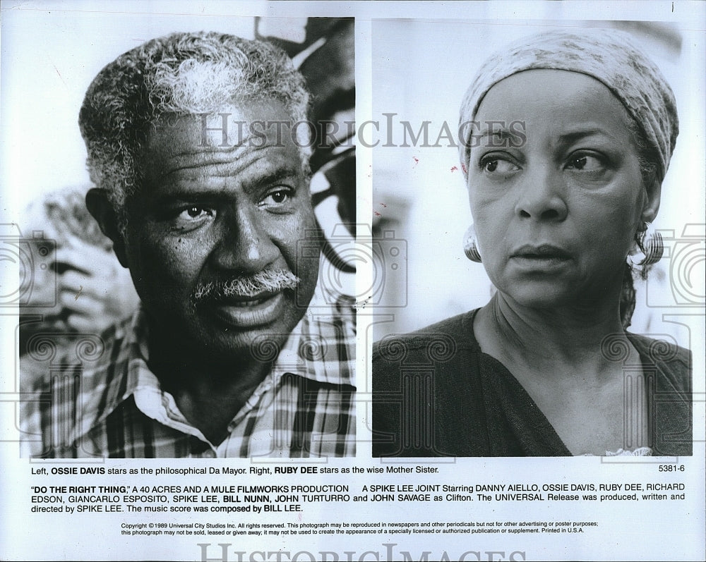 1989 Press Photo &quot;Do The Right Thing&quot;Ossie Davis &amp; Ruby Dee- Historic Images