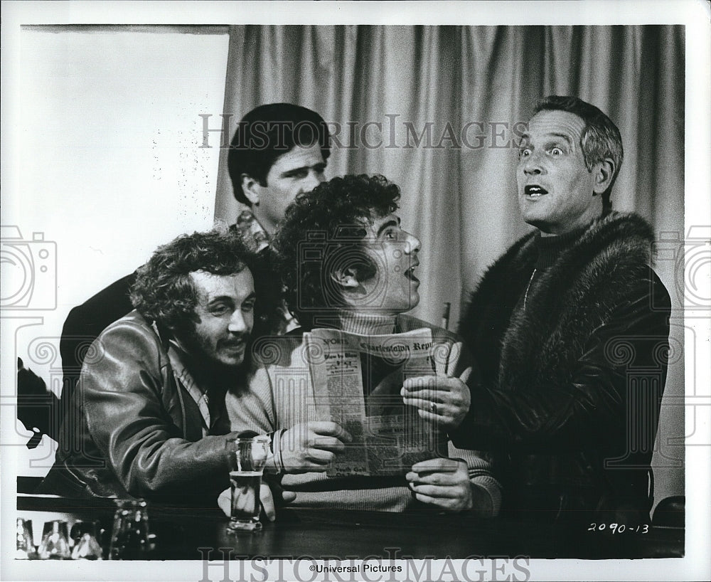 1977 Press Photo Actor Paul Newman, Yvon Barette, Stephen Mandillo, Jerry Houser- Historic Images