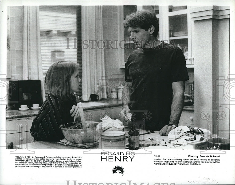 1991 Press Photo Harrison Ford Actor Mikki Allen Actress Regarding Henry Movie- Historic Images