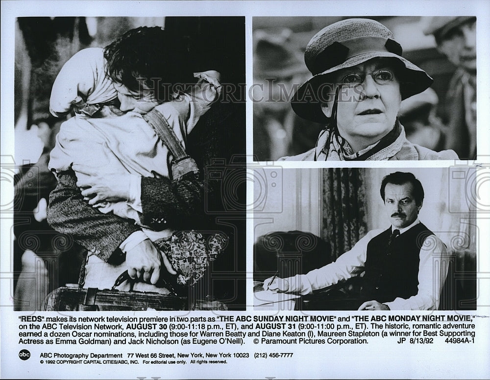 1992 Press Photo Warren Beatty, Diane Keaton, M. Stapleton, J. Nicholson &quot;Reds&quot;- Historic Images