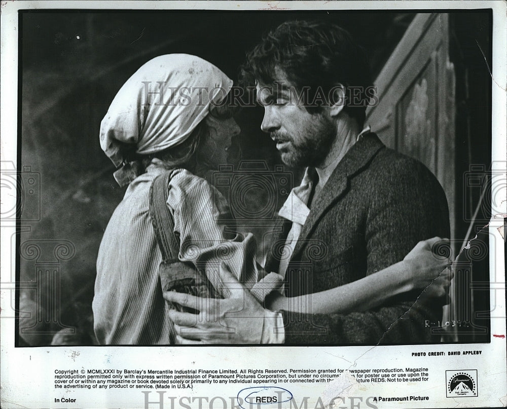 1981 Press Photo Warren Beatty, Diane Keaton in "Reds"- Historic Images