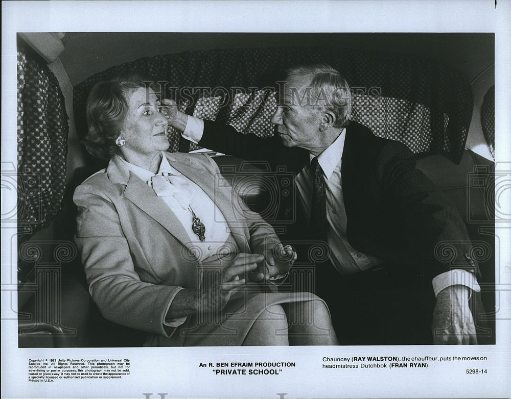 1983 Press Photo Ray Walston, Fran Ryan &quot;Private School&quot;- Historic Images