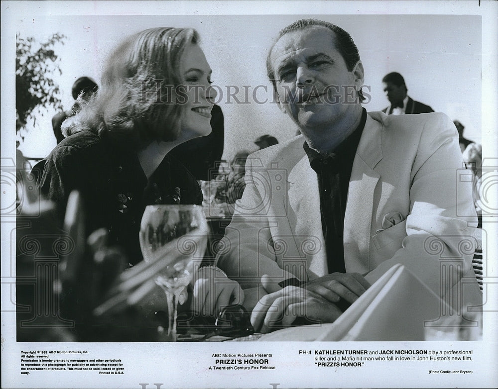 1985 Press Photo Jack Nicholson Actor Kathleen Turner Actress Prizzi&#39;s Honor- Historic Images