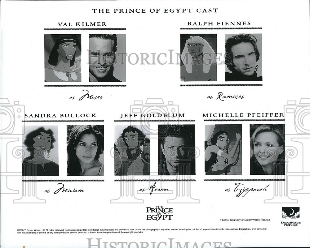 1998 Press Photo Cast of Prince Egypt: Val Kilmer(Moses);Ralph Fiennes (Rameses)- Historic Images