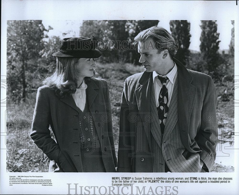 1986 Press Photo Meryl Streep Actress Sting Actor Plenty Movie Scene Film- Historic Images