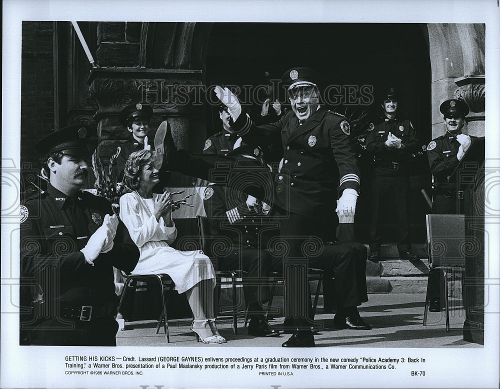 1986 Press Photo George Gaynes Actor Police Academy 3 Back In Training Movie- Historic Images