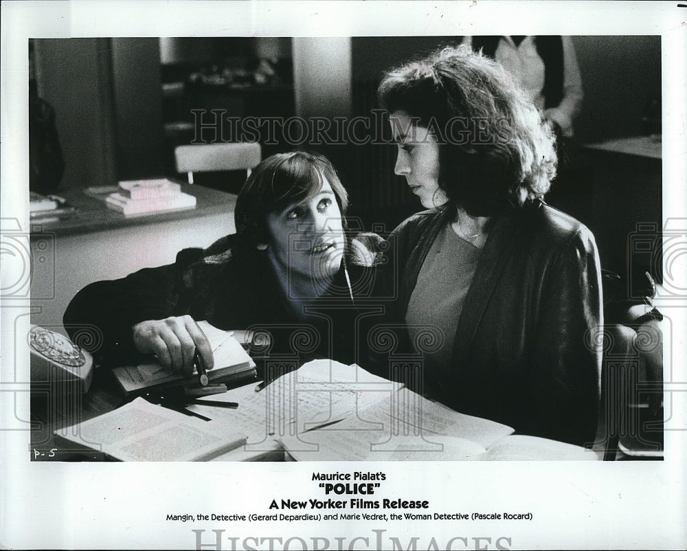 Press Photo Gerard Depardieu Actor Pascale Rocard Actress Police Film Movie - Historic Images