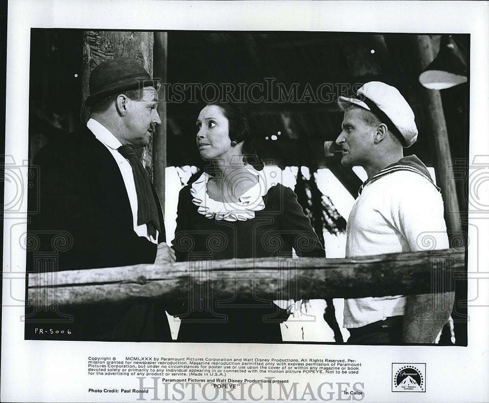 1980 Press Photo Robin Williams Actor Shelley Duvall Actress Popeye Comedy Movie- Historic Images