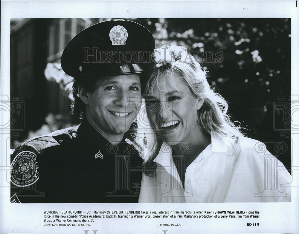 1986 Press Photo Steve Guttenberg Actor Shawn Weatherly Actress Police Academy- Historic Images