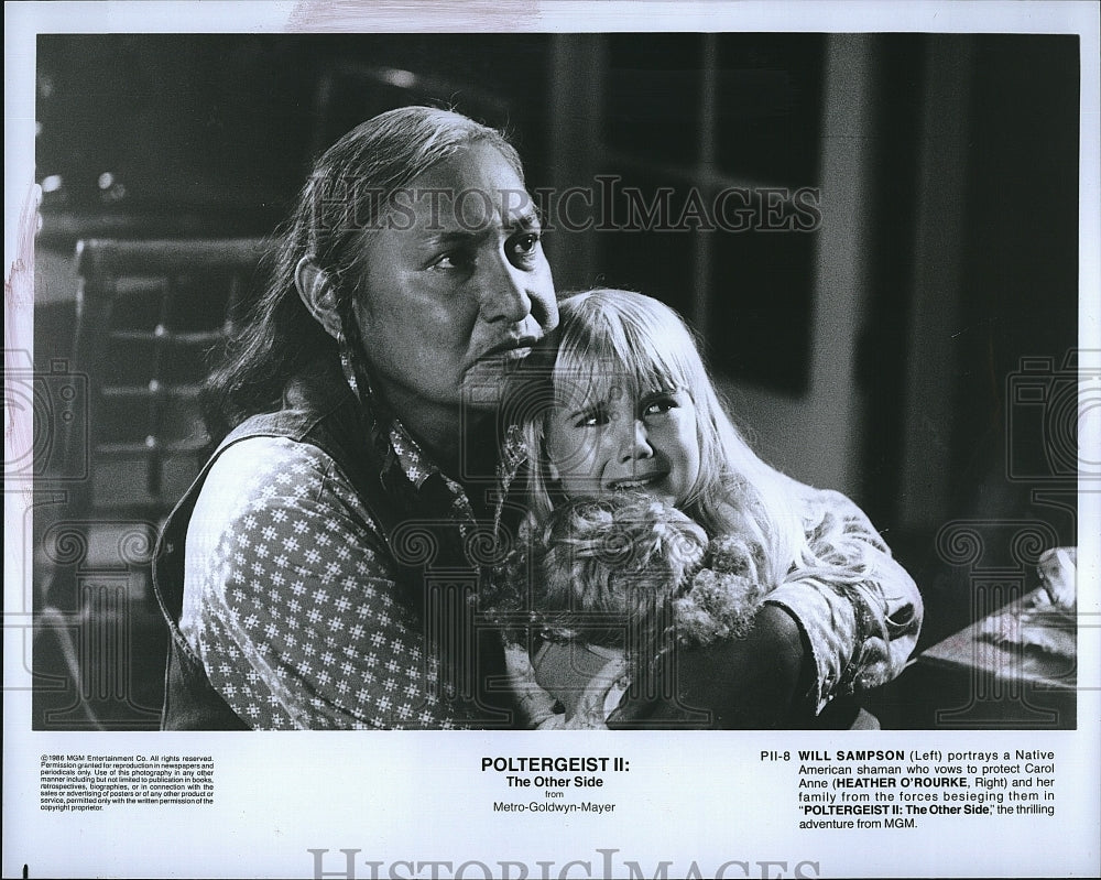 1986 Press Photo Will Sampson Actor Heather O&#39;Rourke Actress Poltergeist II Film- Historic Images