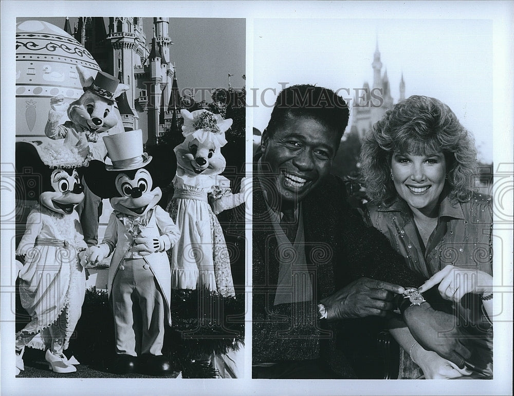 1987 Press Photo Mickey Minnie Mouse Joan Lunden Ben Vereen Disney Easter Parade- Historic Images