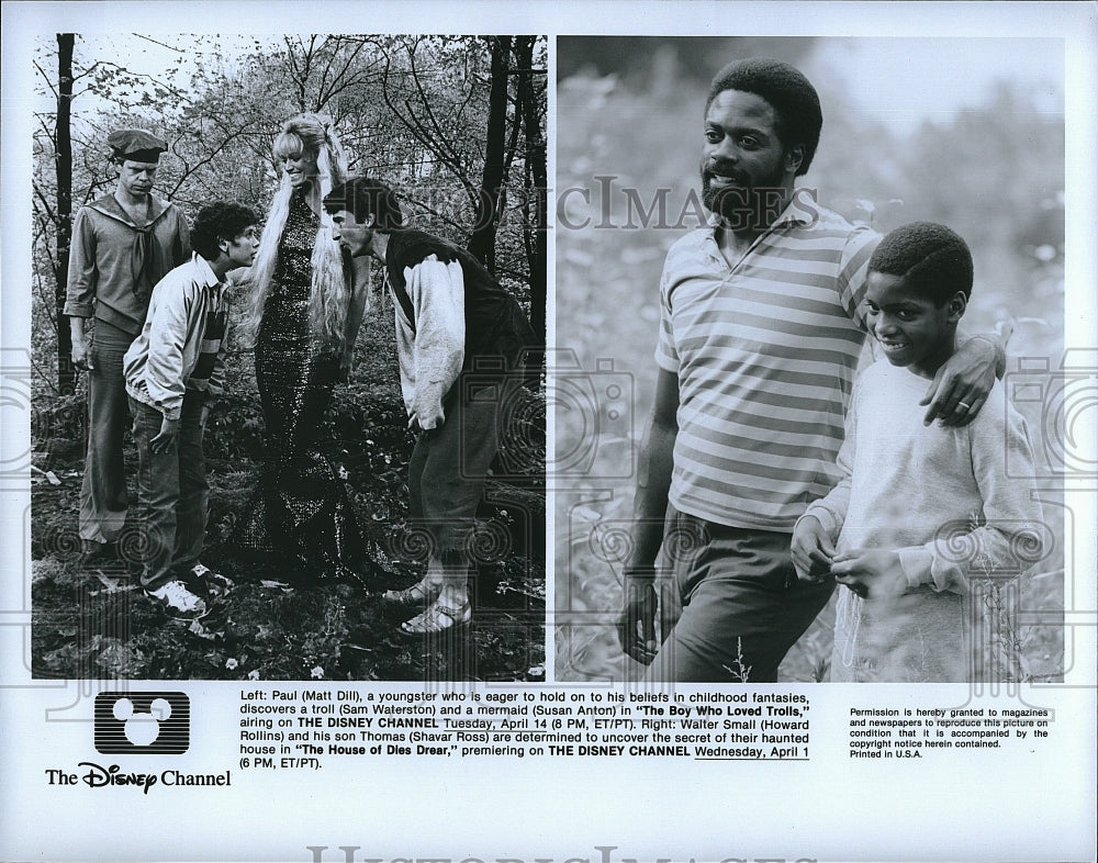 1984 Press Photo Matt Dill, Sam Waterson, Susan Anton &quot;The Boy Who Loved Trolls&quot;- Historic Images