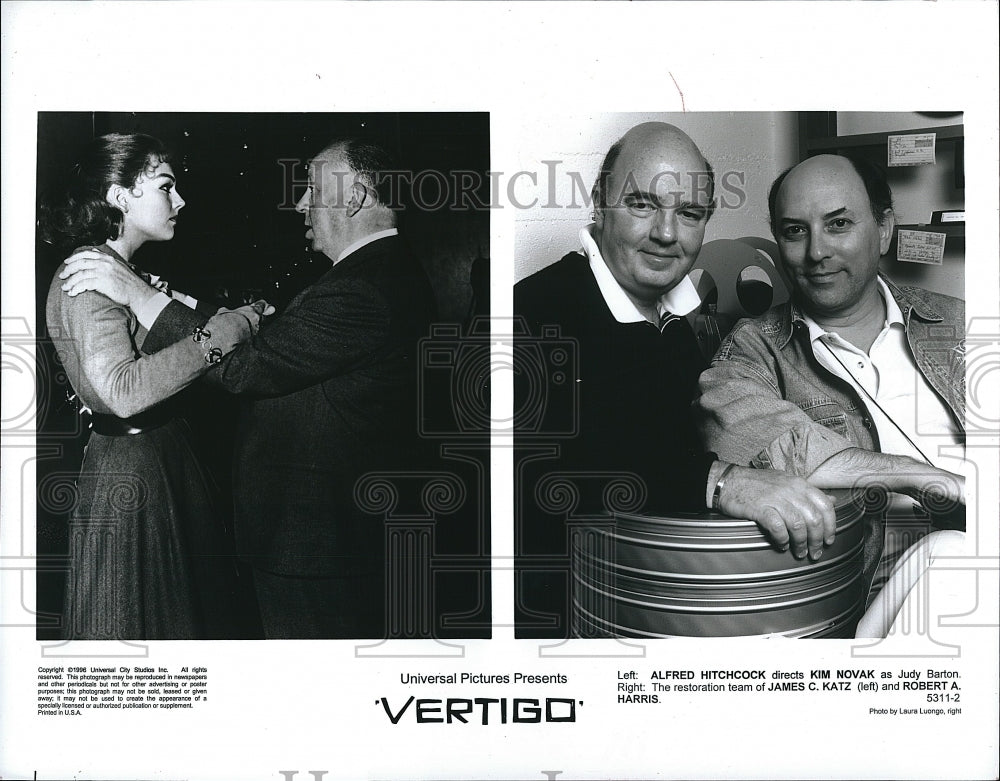 1996 Press Photo Director Alfred Hitchcock &amp; Kim Novak in &quot;Vertigo&quot;- Historic Images