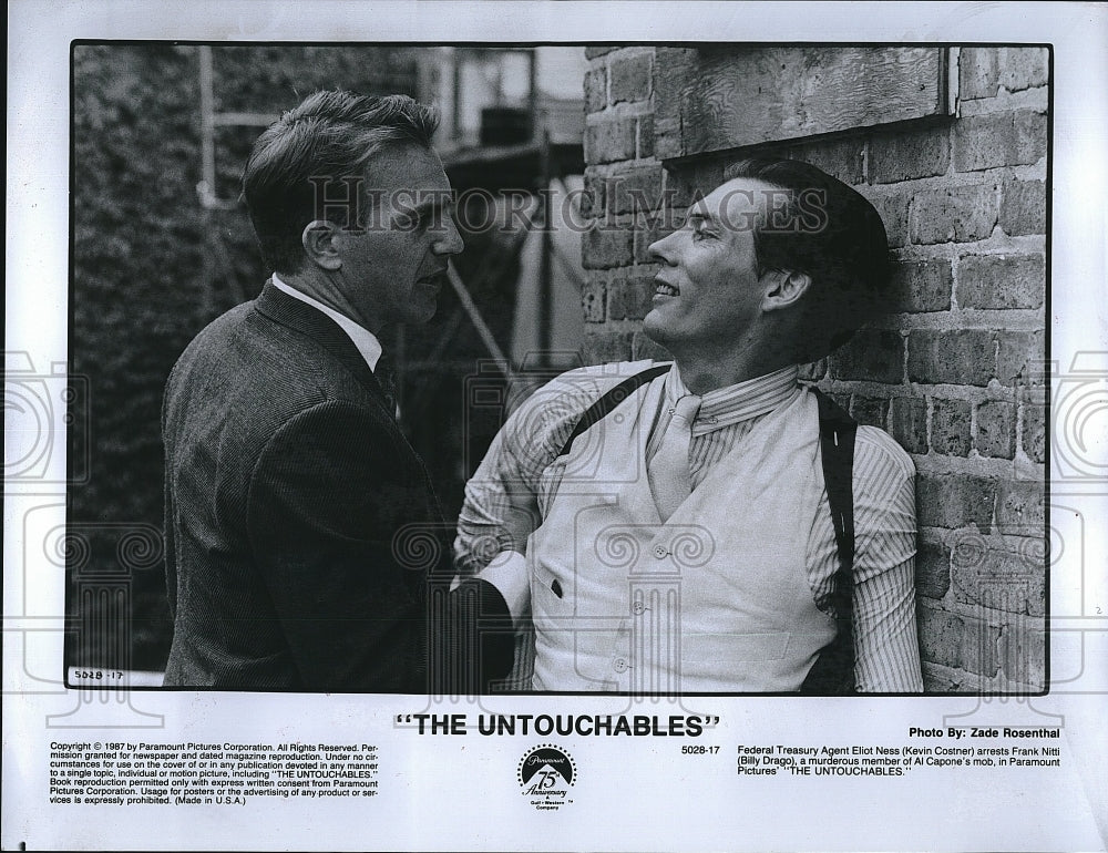 1987 Press Photo Kevin Costner, Billy Drago &quot;The Untouchables&quot;- Historic Images