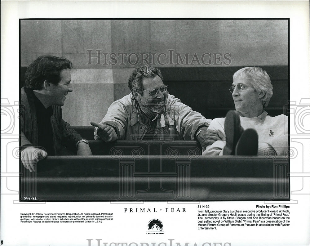 1996 Press Photo G. Lucchesi, H. Koch, Jr., Dir. Gregory Hoblit &quot;Primal Fear&quot;- Historic Images