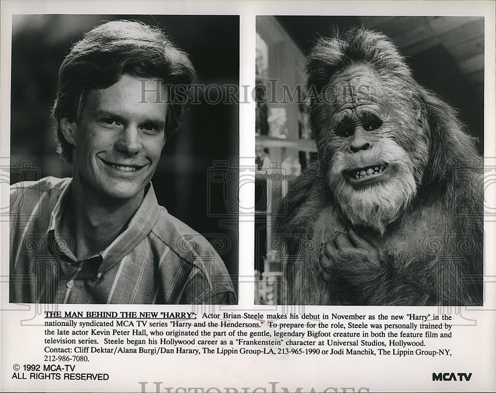 1992 Press Photo Actor Brian Steele as Harry and the Hendersons - Historic Images