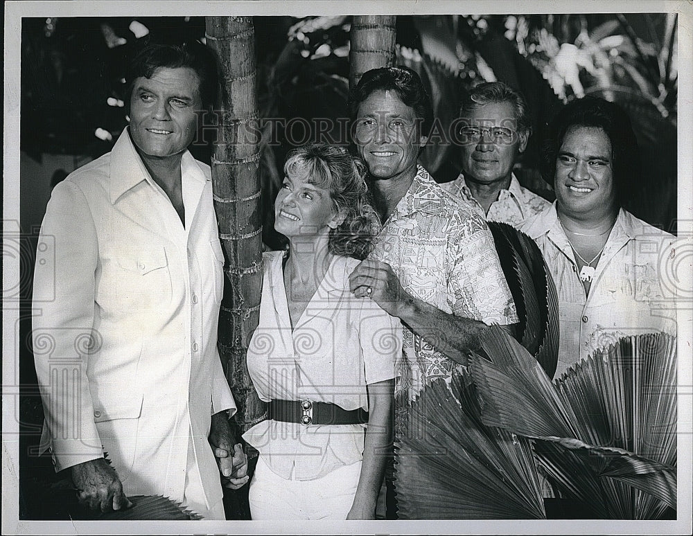 1979 Press Photo &quot;Hawaii Five-O&quot; jack Lord,S Farrell,W Smith,H Wedemeyer,M Keala- Historic Images