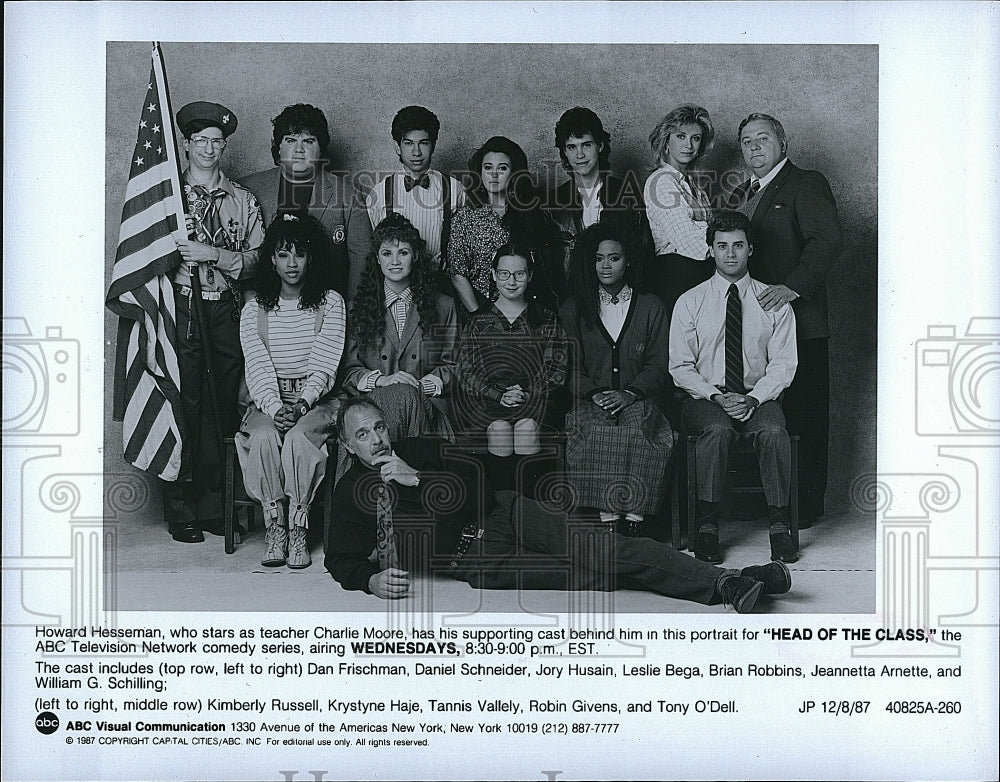 1987 Press Photo Dan Frischman, Daniel Schneider, Jory Husain, Leslie Bega,- Historic Images