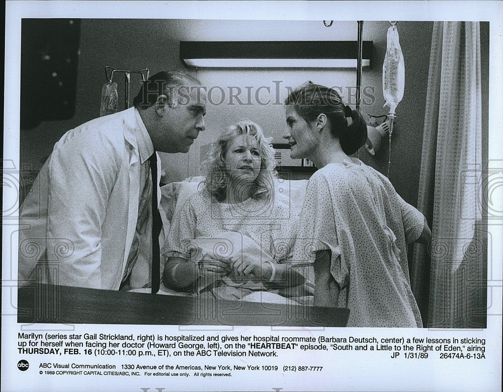 1989 Press Photo &quot;Heartbeat&quot; Barbara Deutsch,Howard George,Gail Strickland- Historic Images