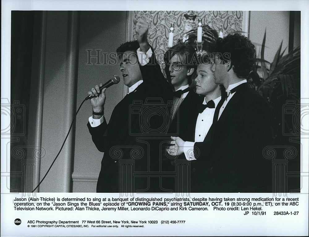 1991 Press Photo Thicke Miller DiCaprio Cameron On &quot;Growing Pains&quot;- Historic Images