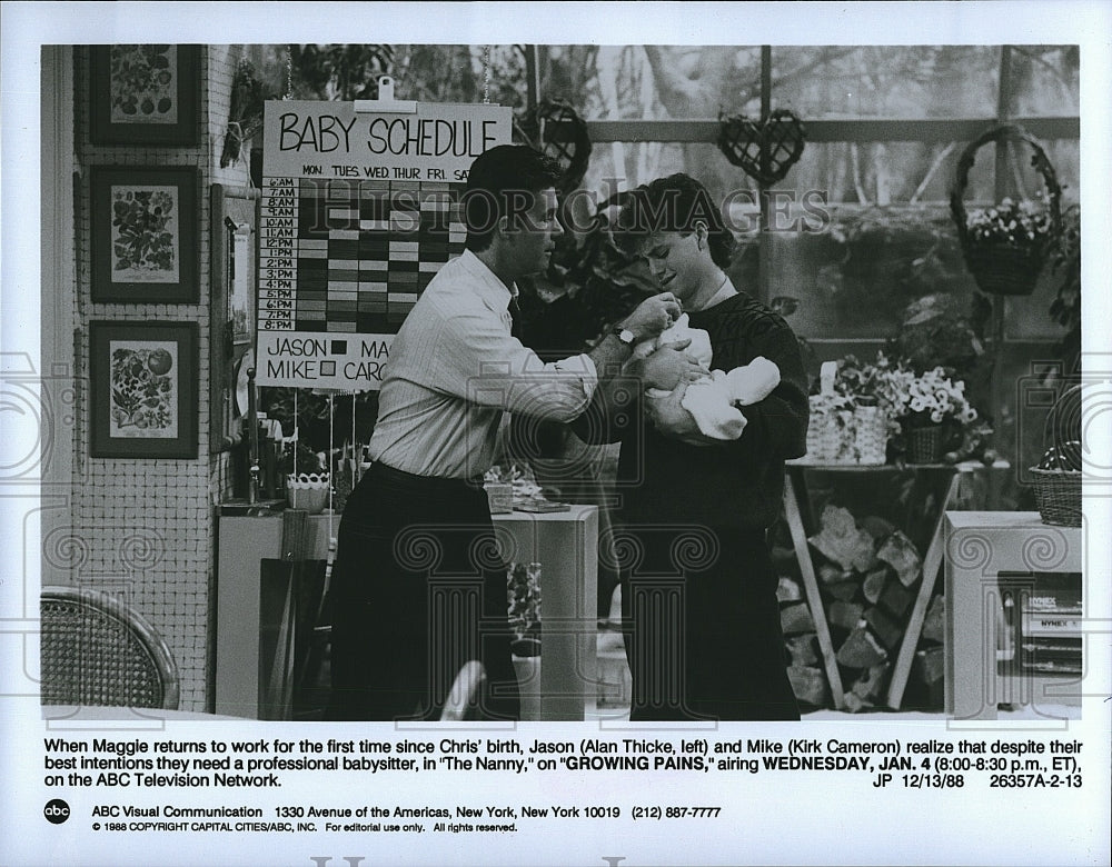 1988 Press Photo Alan Thicke &amp; Kirk Cameron Star In &quot;Growing Pains&quot;- Historic Images