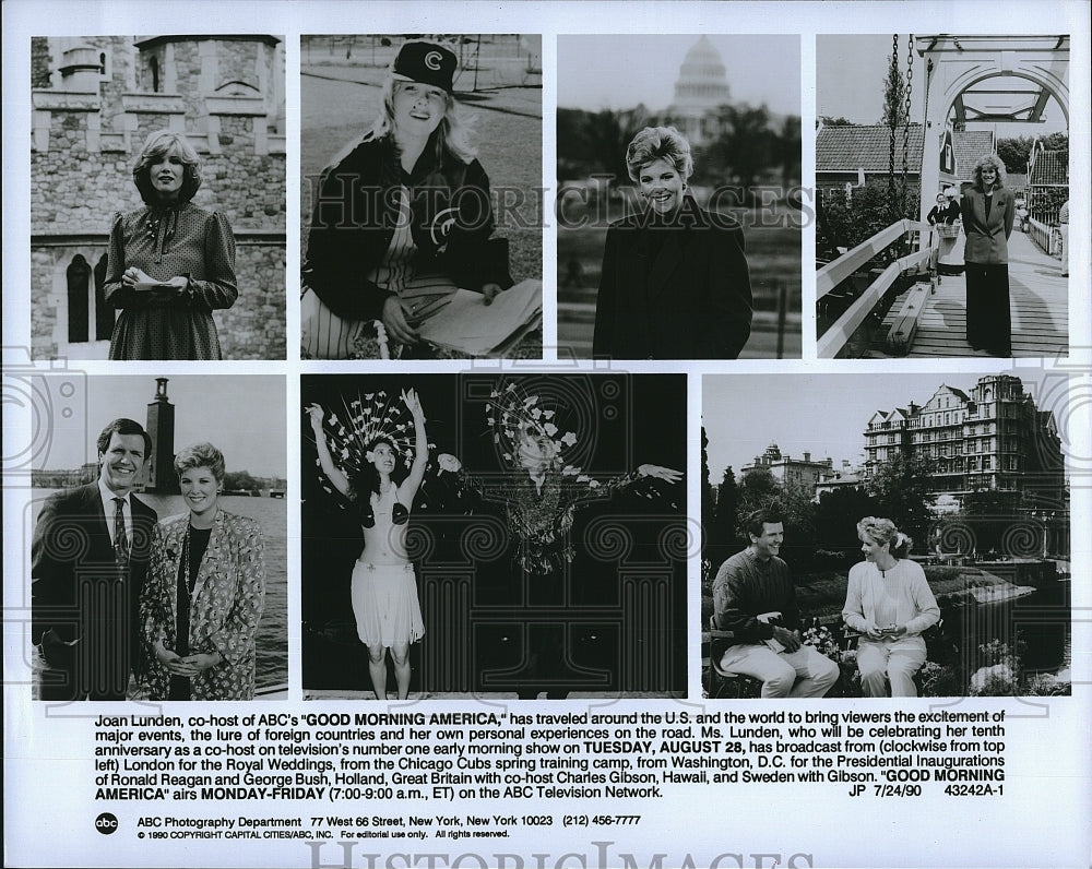 1990 Press Photo Joan Lunden and Charles Gibson of &quot;Good Morning America&quot;- Historic Images