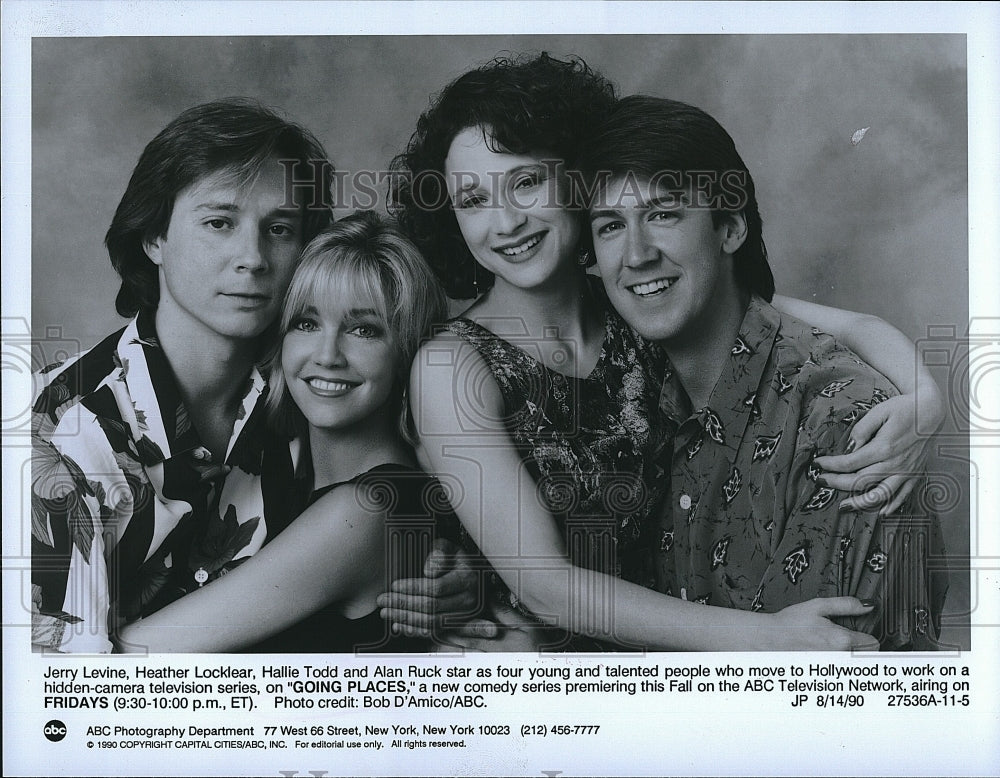 1990 Press Photo &quot;Going Places&quot; J Levine,Heather  Locklear,H Todd,Alan Ruck- Historic Images