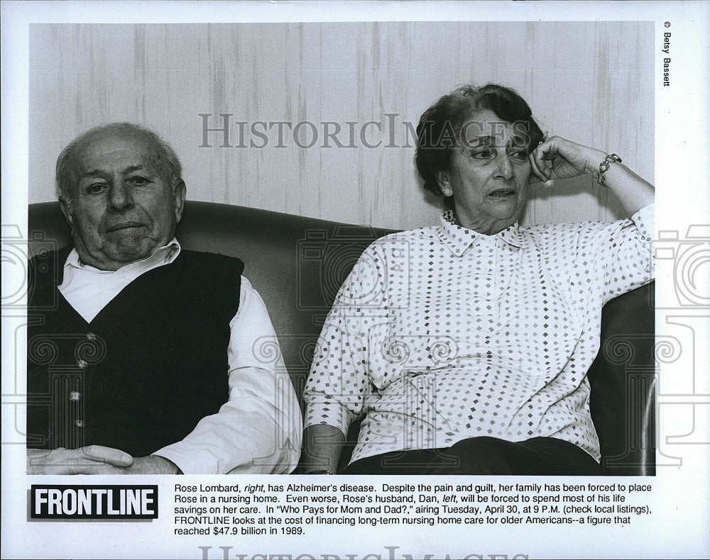 1989 Press Photo &quot;Frontline&quot; Rose Lombard &amp; husband Dan deal with Alzheimer&#39;s- Historic Images