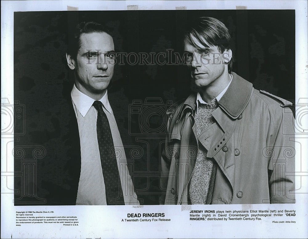 1988 Press Photo Jeremy Irons Stars In &quot;Dead Ringer&quot;- Historic Images