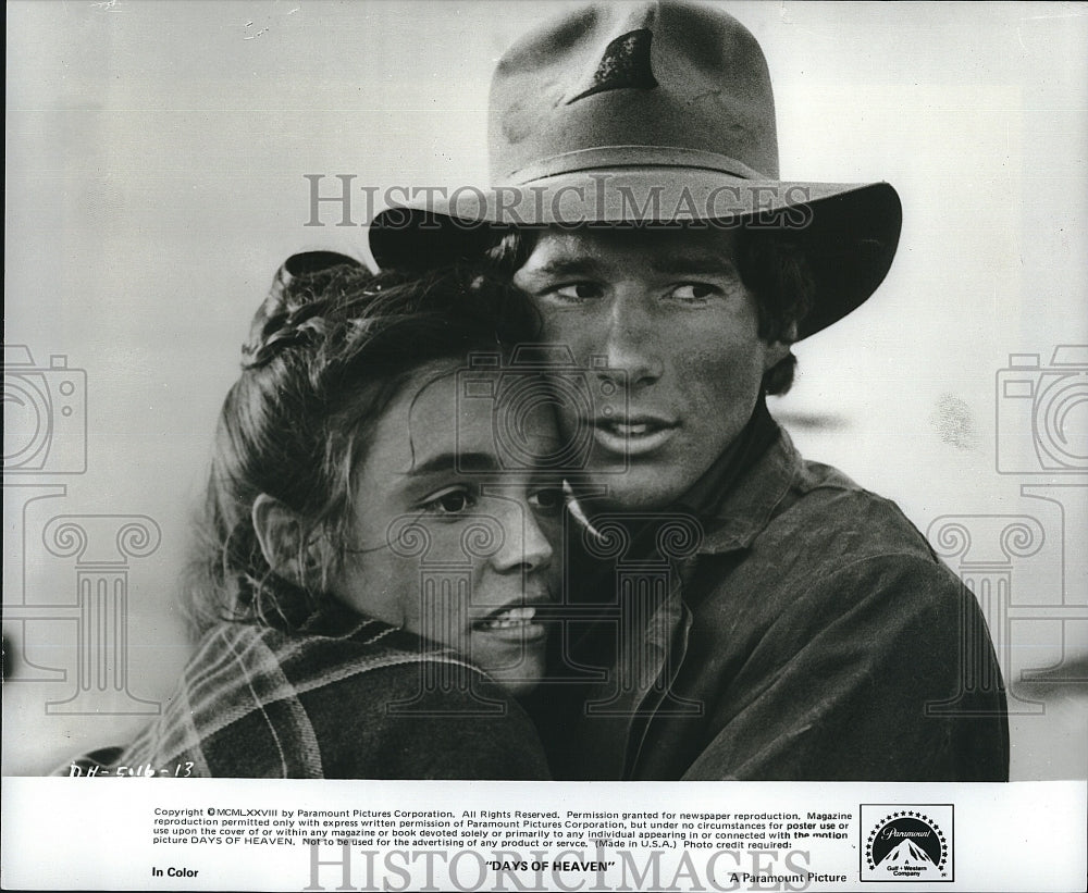 1978 Press Photo Richard Gere and Brooke Adams in &quot;Days of Heaven&quot;- Historic Images