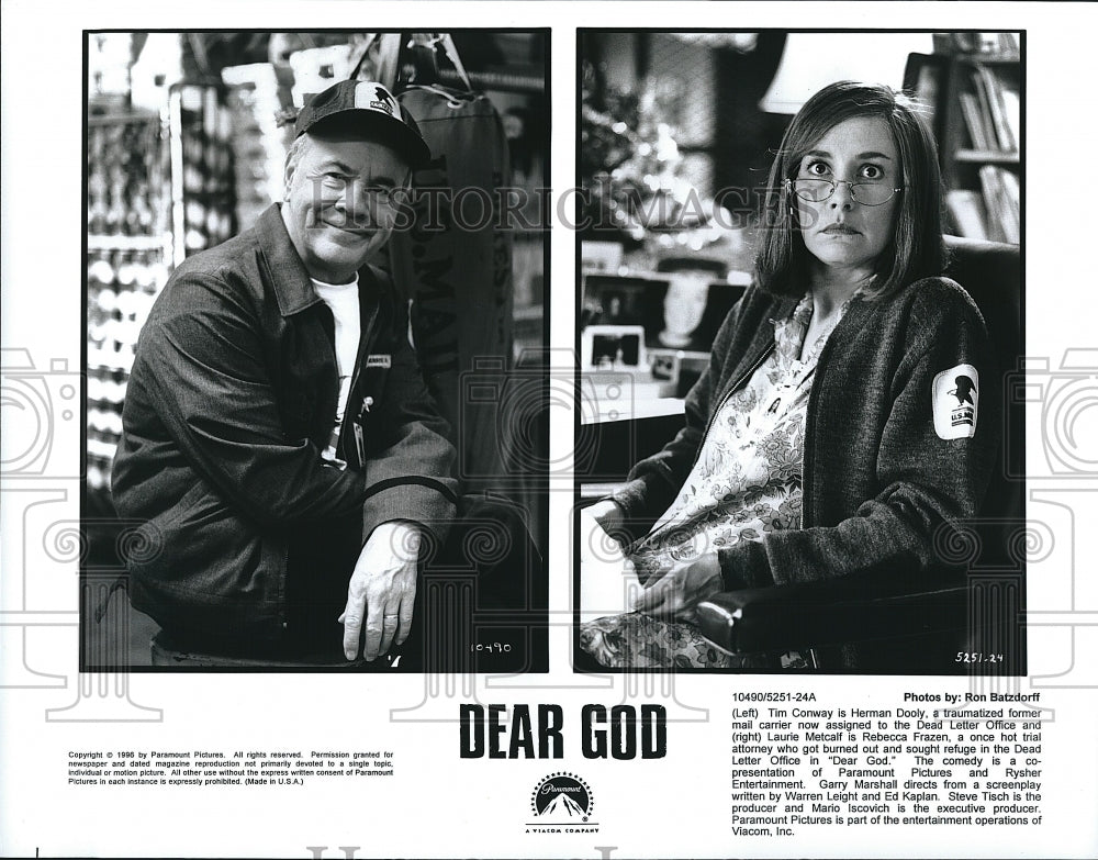 1996 Press Photo Tim Conway and Laurie Metcalf in &quot;Dear God&quot;- Historic Images