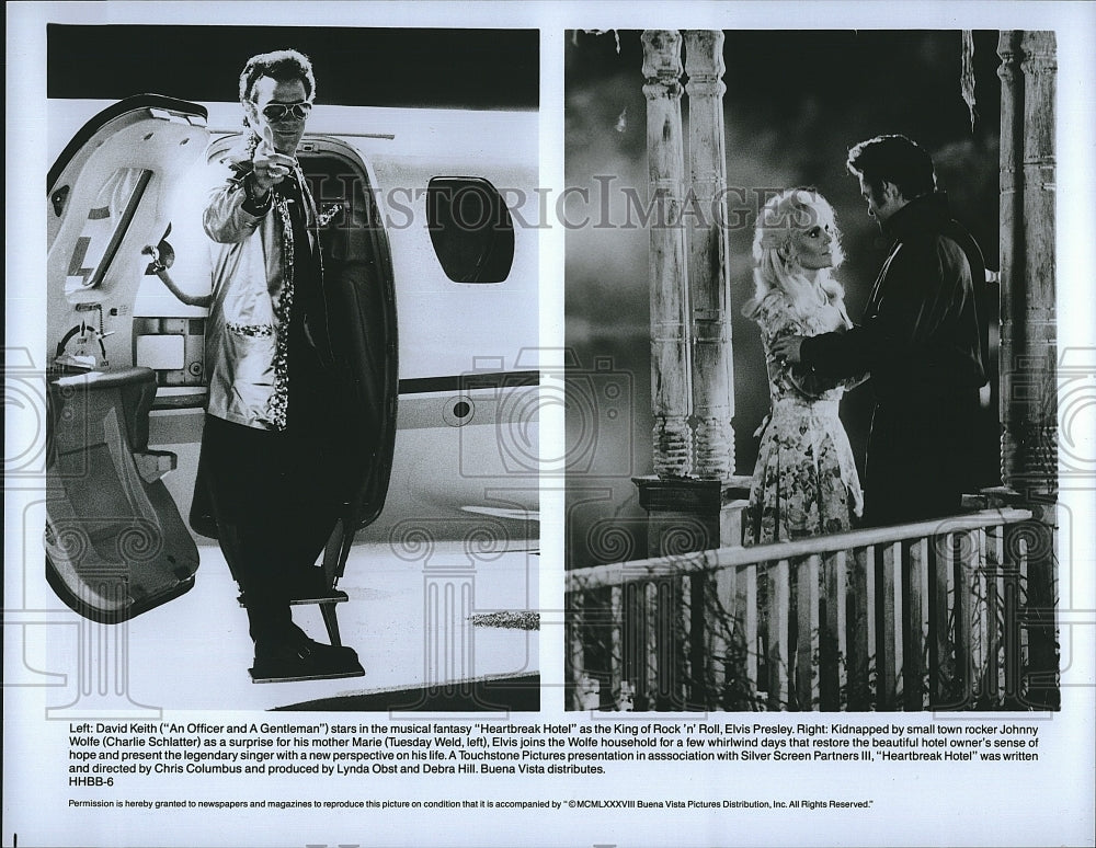 1988 Press Photo &quot;Heartbreak Hotel&quot; Charles Schlatter, Tuesday Weld, D Keith- Historic Images