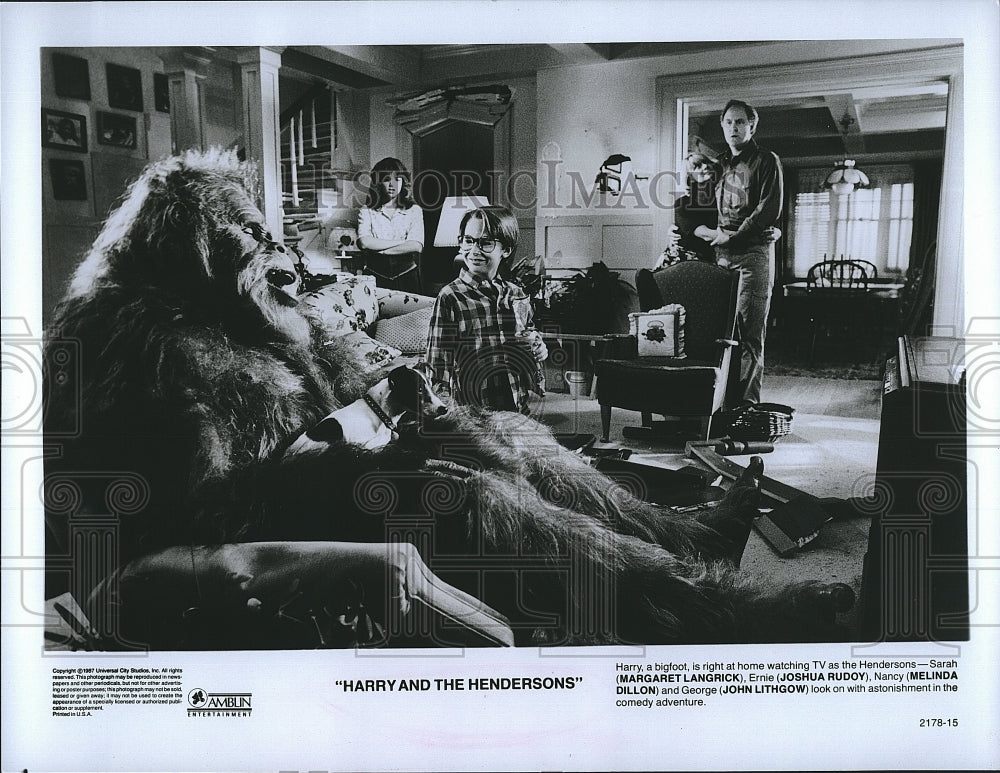 1987 Press Photo &quot;Harry &amp; the Hendersons&quot; John Lithgow, M Langrick, Dillon,Rudoy- Historic Images