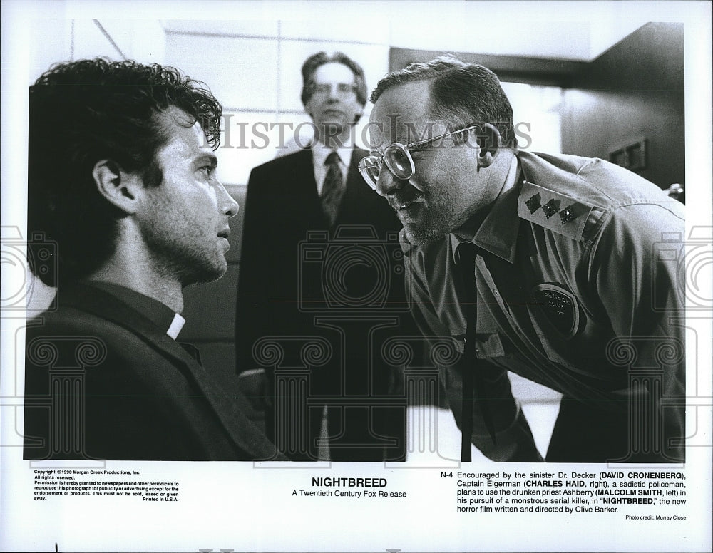 1990 Press Photo Actor David Cronenberg &amp; Charles Haid in &quot;Nightbreed&quot;- Historic Images