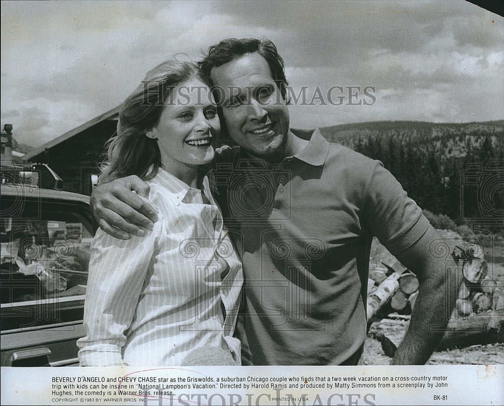 1983 Press Photo  &quot;National Lampoon&#39;s Vacation&quot; Chevy Chase , Beverly D&#39;Angelo- Historic Images