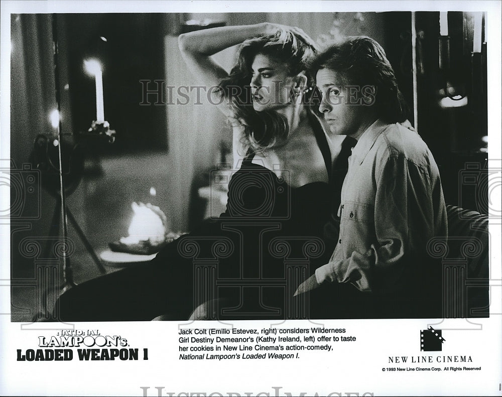 1993 Press Photo  &quot;National Lampoon&#39;s Loaded Weapon&quot; Emilio Estevez,K Ireland- Historic Images