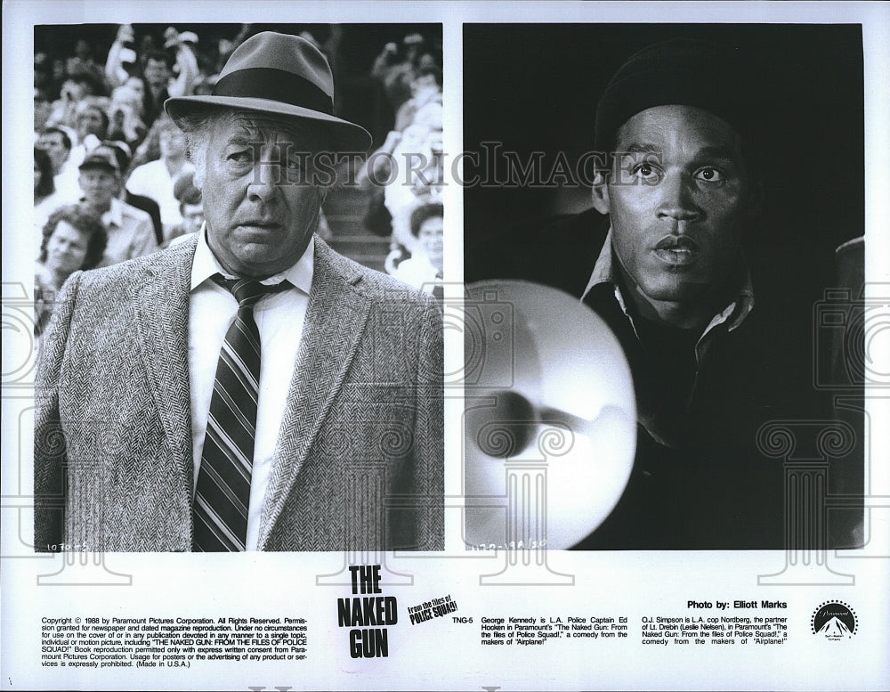 1988 Press Photo &quot;The Naked Gun&quot; George Kennedy, OJ Simpson- Historic Images