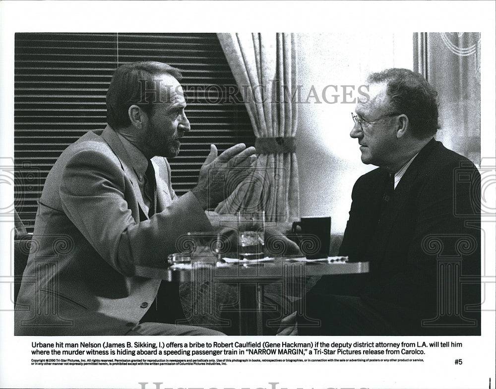 1990 Press Photo James B. Sikking Actor Gene Hackman Narrow Margin Film Movie- Historic Images