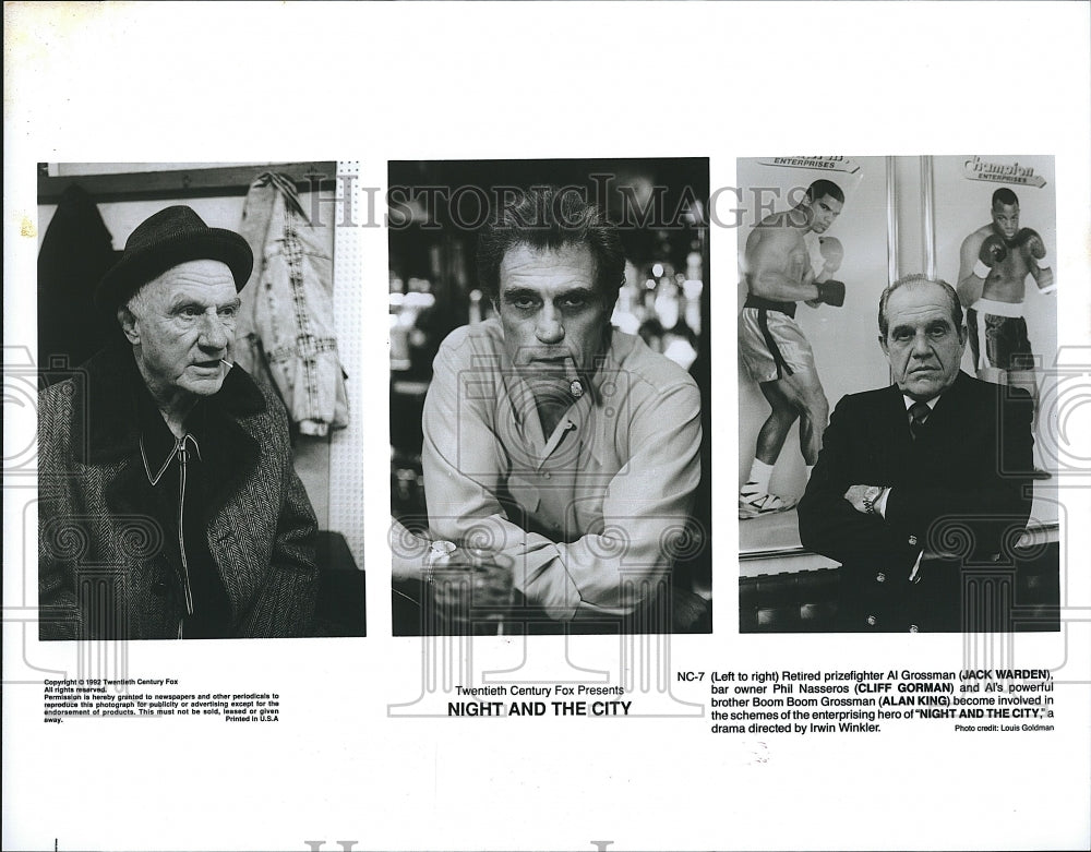 1992 Press Photo Jack Warden, Cliff Gorman, Alan King, &quot;Night And The City&quot;- Historic Images