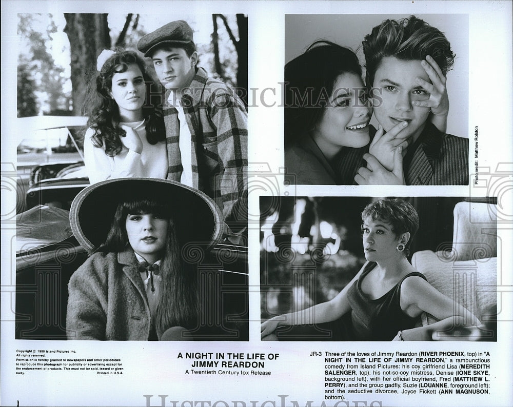 1988 Press Photo River Phoenix Meredith Salenger Ione Skye Matthew Perry Actor- Historic Images