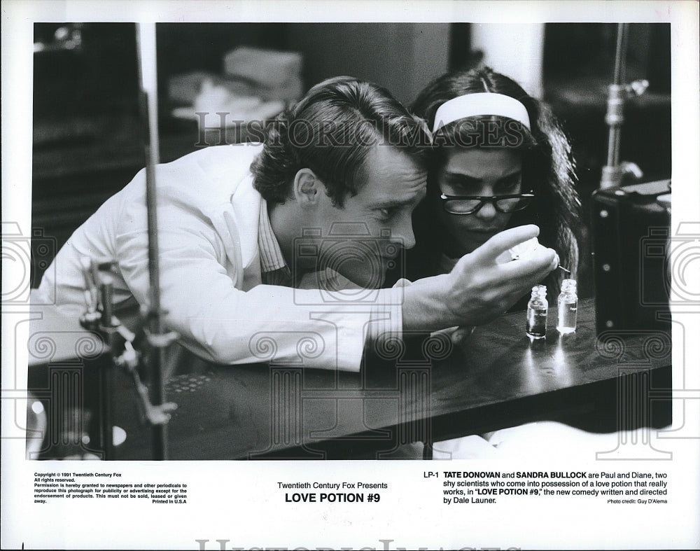 1991 Press Photo Tate Donovan Actor Sandra Bullock Actress Love Potion #9 Film- Historic Images