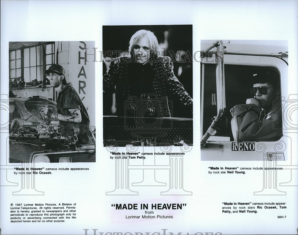 1987 Press Photo &quot;Made In Heaven&quot; Ric Ocasek,Tom Petty,Neil Young- Historic Images