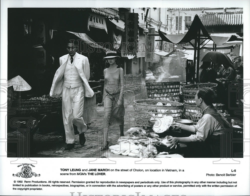 1992 Press Photo &quot;The Lover&quot; Tony Leung &amp; Jane March- Historic Images