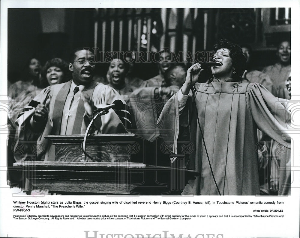 1996 Press Photo Singer Whitney Houston, Coutrney B Vance In The Preacher&#39;s Wife- Historic Images