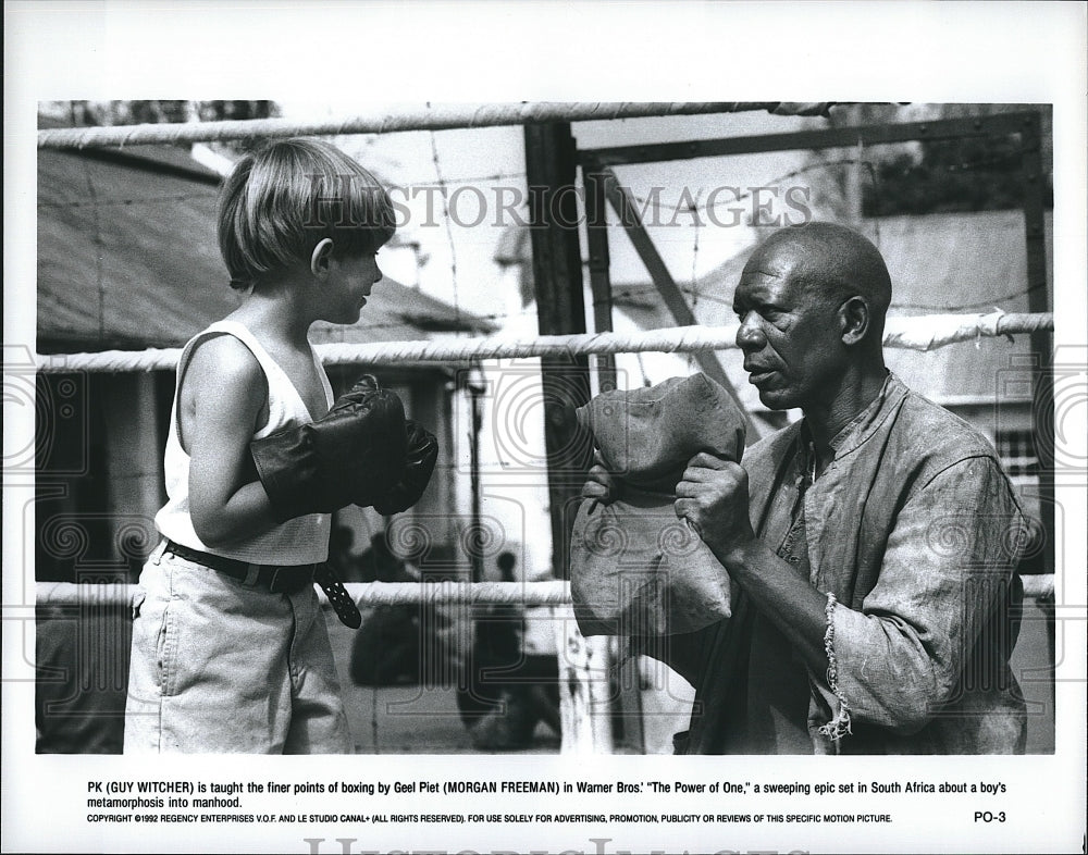 1992 Press Photo &quot;The Power of One&quot; Guy Witcher &amp; Morgan Freeman- Historic Images