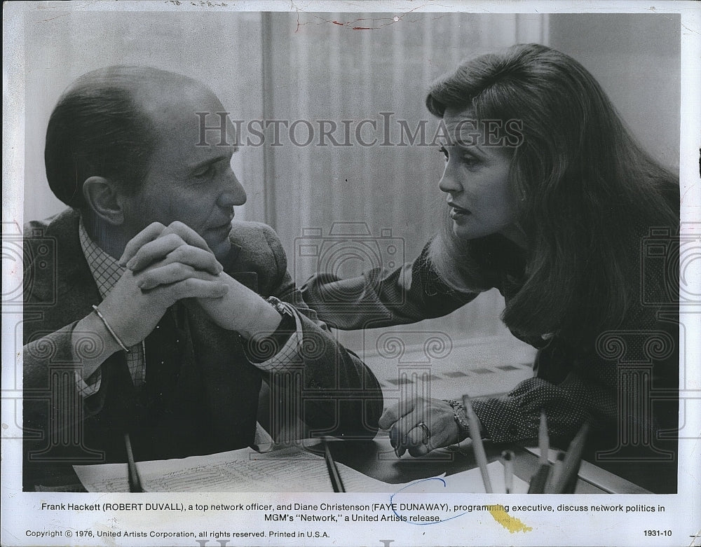 1976 Press Photo &quot;Network&quot; Faye Dunaway , Robert Duvall- Historic Images