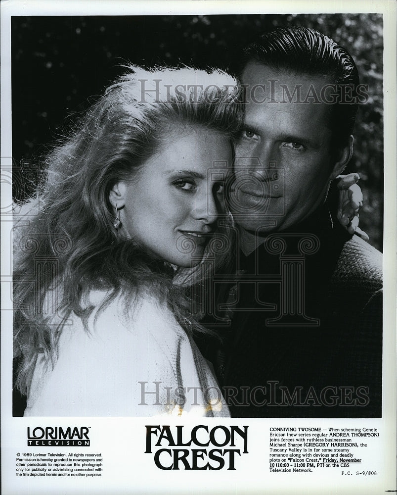 1989 Press Photo Andrea Thompson Actress Gregory Harrison Actor Falcon Crest- Historic Images