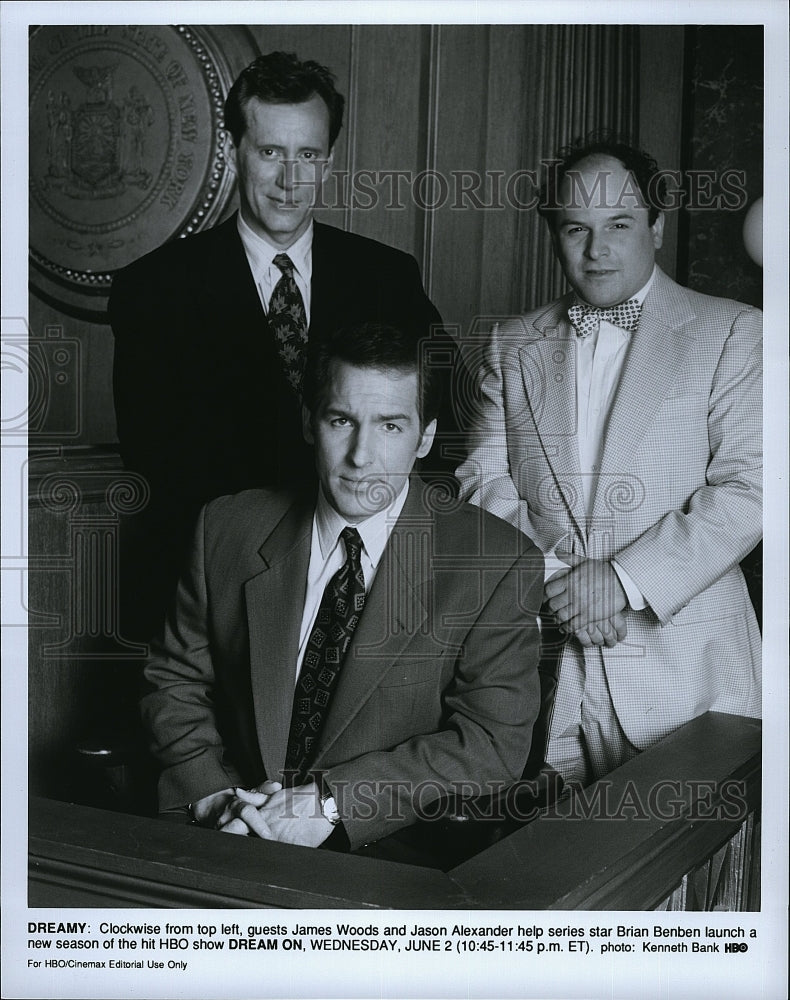 1994 Press Photo James Woods, Jason Alexander, Brian Benben "Dream On"- Historic Images