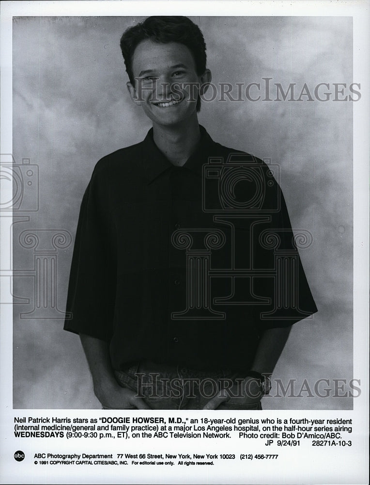 1991 Press Photo Neil Patrick Harris Actor Doogie Howser MD TV Show Series - Historic Images